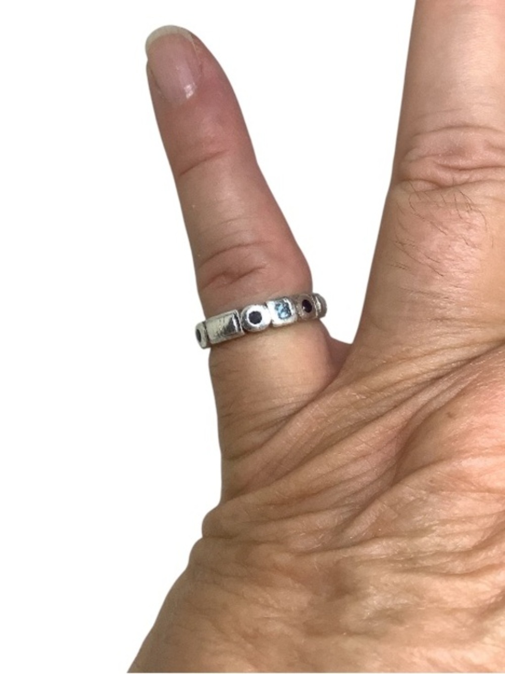 Judith Ripka sterling Silver Gemstone Band - Fair condition